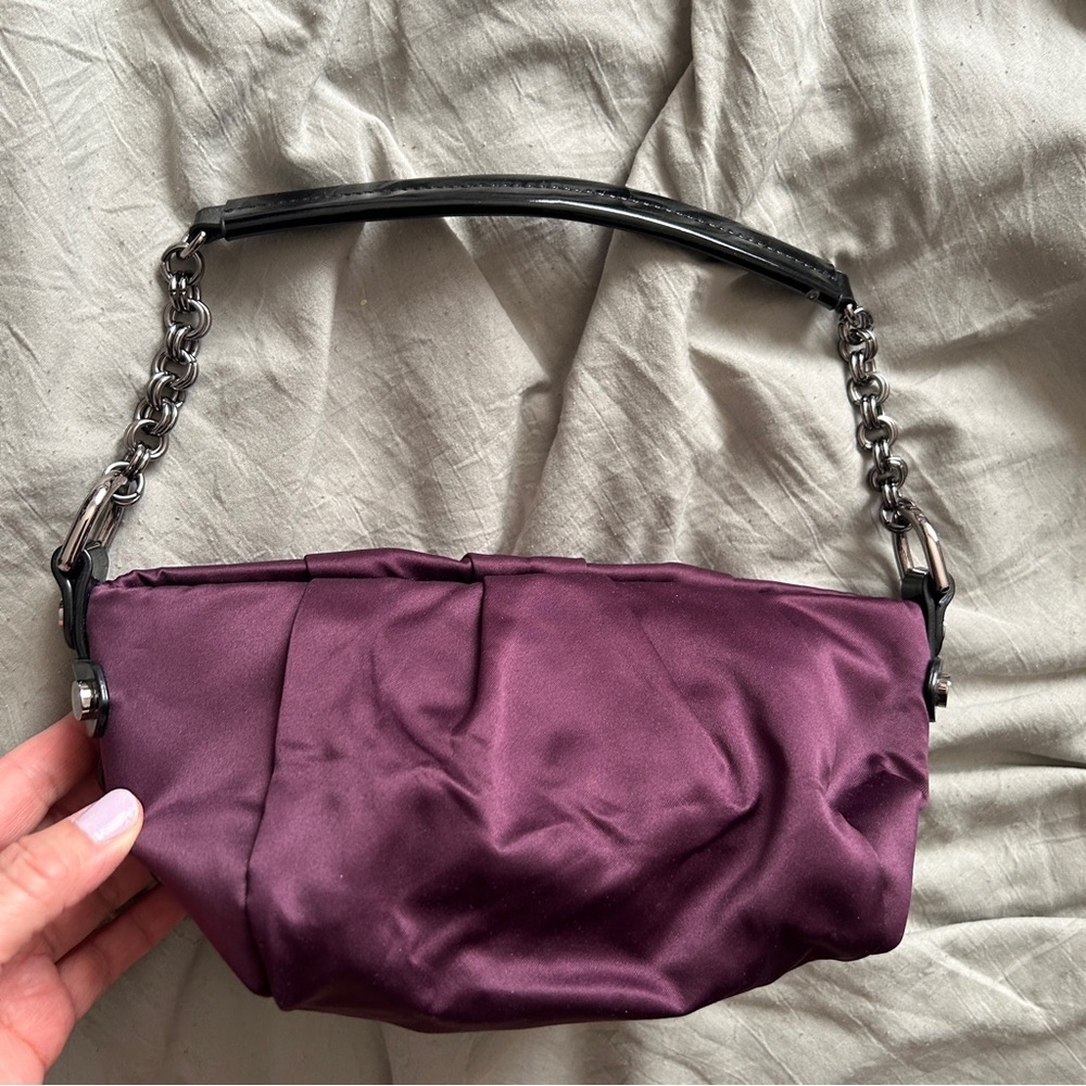 Simply Vera Wang Satin Mini Bag Y2K Formal Party Fancy Purple Black Dainty Girly